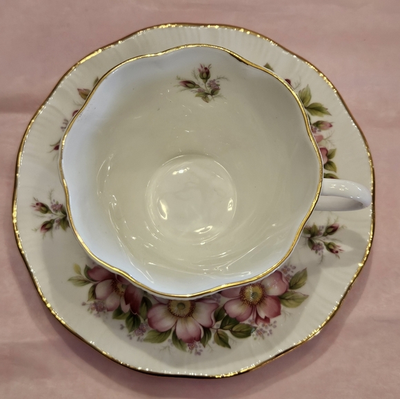 Vintage "Prairie Rose" cup and saucer by Queen's England. - Picture 5 of 8